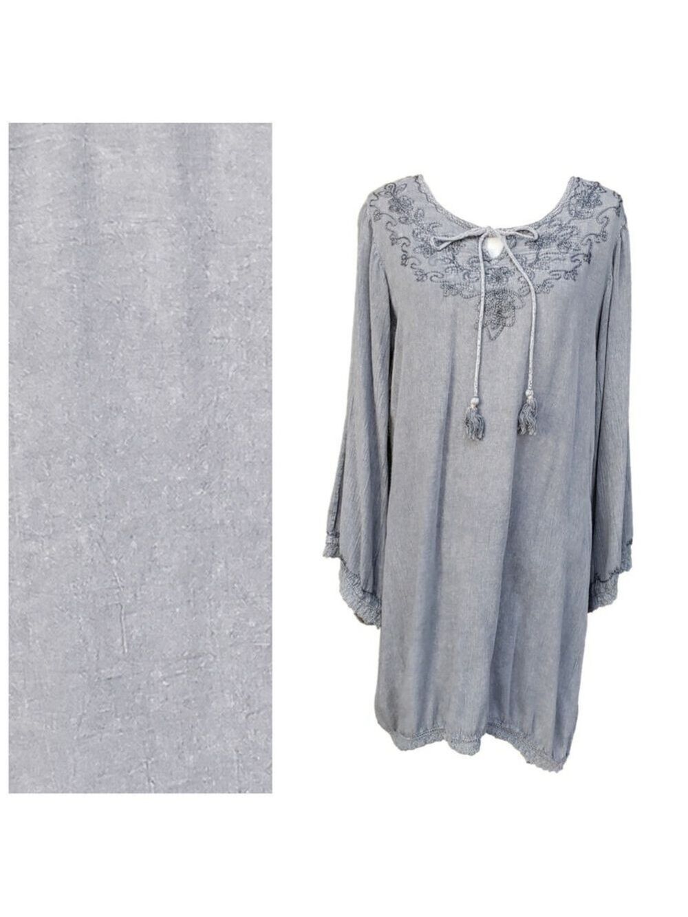Women S.R. FASHION Dress Gray Size L